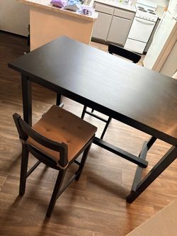 Black Dining Table with 2 Chairs