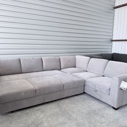Thomasville Caler Convertible Sleeper Sectional Sofa with Storage, Gray