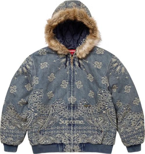 Supreme Bandana Jacquard Denim Jacket In Blue