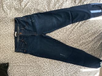 Dark Wash Skinny Jeans with Distressing