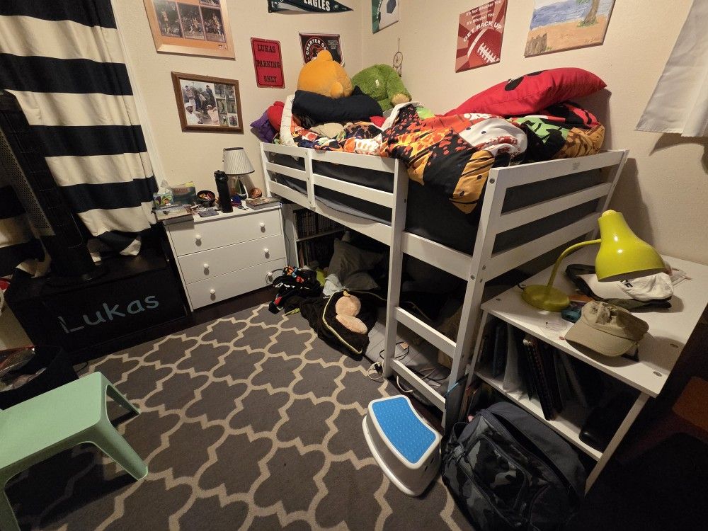 Loft Bed With Desk And Bookshelf