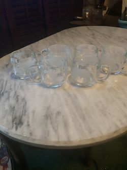 Vintage Set of 6 Clear World Map Coffee Mugs Cups The Nestle Co. Inc.