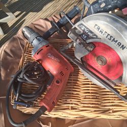 $85 TOOL BUNDLE MILWAUKEE IMPACT HAMMER DRILL AND CRAFTSMAN CIRCULAR SAW 