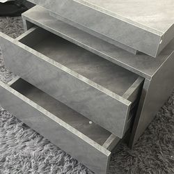 Modern Gray Concrete-Look 2-Drawer Bedside Tables / Nightstands
