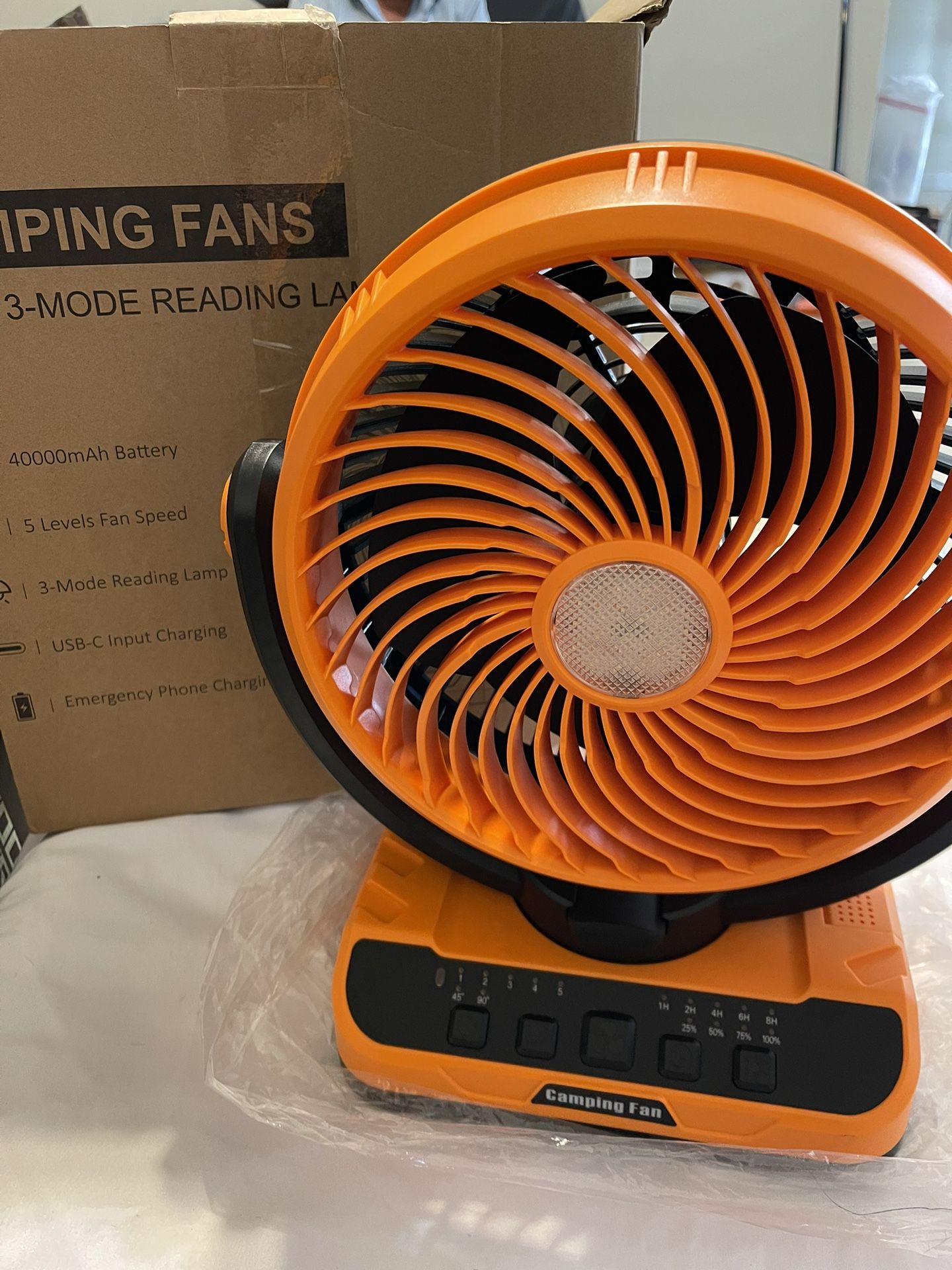 40000mAh Battery Operated Fan Remote & Oscillating, Rechargeable Fan with LED Lantern, Timer, Hanging Hook, USB-C Charging, Battery Powered Table Fan