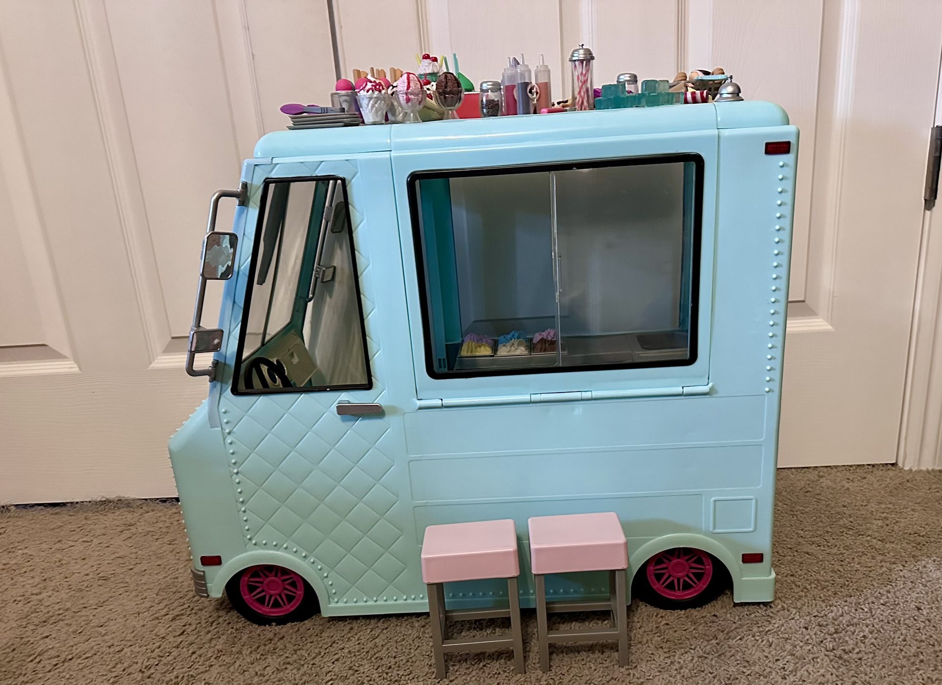 Our Generation Sweet Stop Ice Cream Truck with Electronics for 18" Dolls - Light Blue