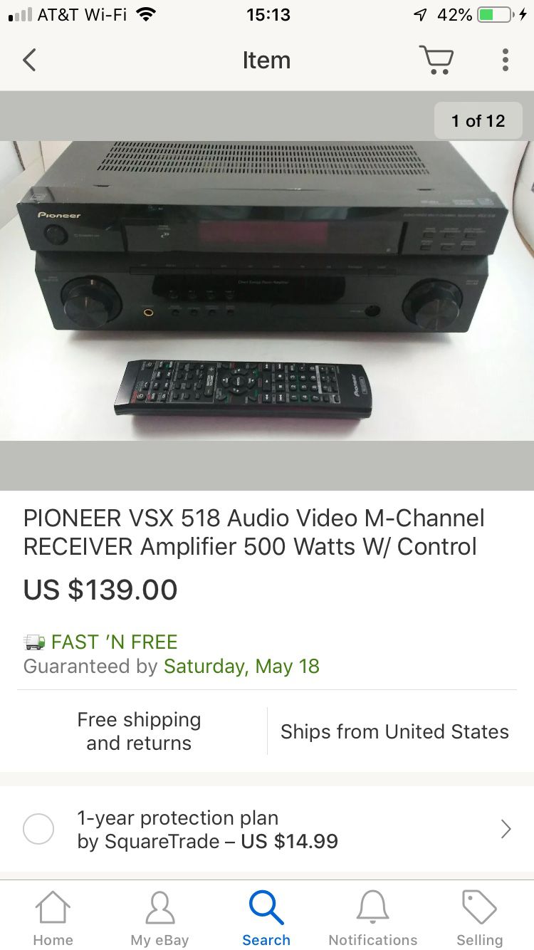 Vsx-518 pioneer receiver with remote