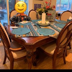 Solid Wood Dining Table with 8 Chairs
