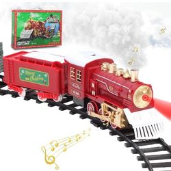 Electric Train Set, Train Toy with Sound, Lights and Smoke, Toy Train Set Under The Christmas Tree, Christmas Toy Gift for Kids Aged 3 4 5 6 7 8 Years