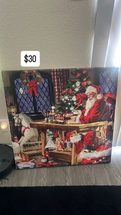 Santa's Workshop Christmas Canvas Wall Art