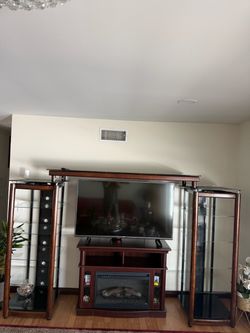 Cabinet decoration and TV table with a fireplace