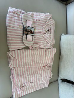 Victoria's Secret pink striped pyjama set Size XL #loungewear #cozy