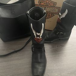 Vintage Harley Davidson Leather Boots , Leather Bag, Belt 