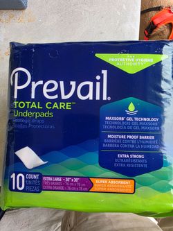 Prevail underpads 30"x30"  10 count