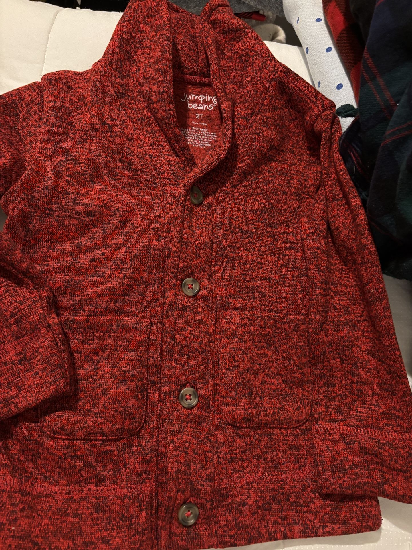 Toddler Boy Red Button Up Sweater