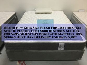 King Size Plush Firm Mattress Set Brand New Still in plastic