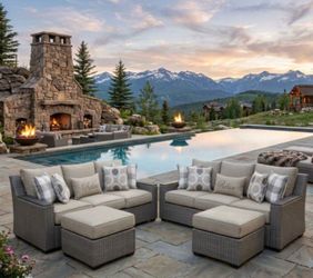 Retail $800 each couch alone Costco quality patio furniture high quality outdoor patio furniture brand new in the box deep seating cushions patio set 
