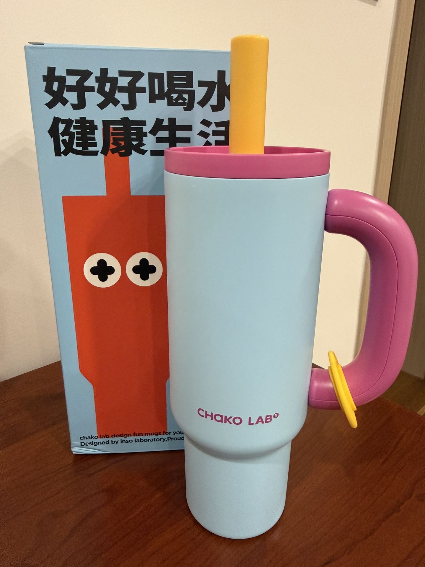 Chako Lab Large Insulated Tumbler w/ Straw & Handle – Cute Pastel Colors – New