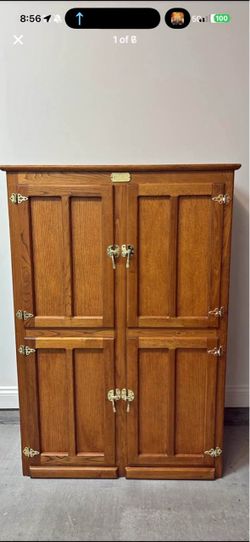 Vintage White Clad Oak Ice Box Cabinet / Pantry