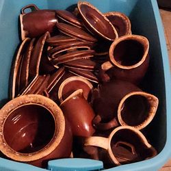 62 Piece Collection Of Hull "Brown-Drip" Ware. 