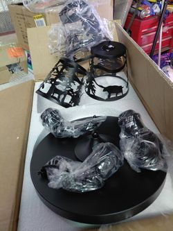 Jusheng 3 Light modern black ceiling light fixture with artistic cutout rustic design shades