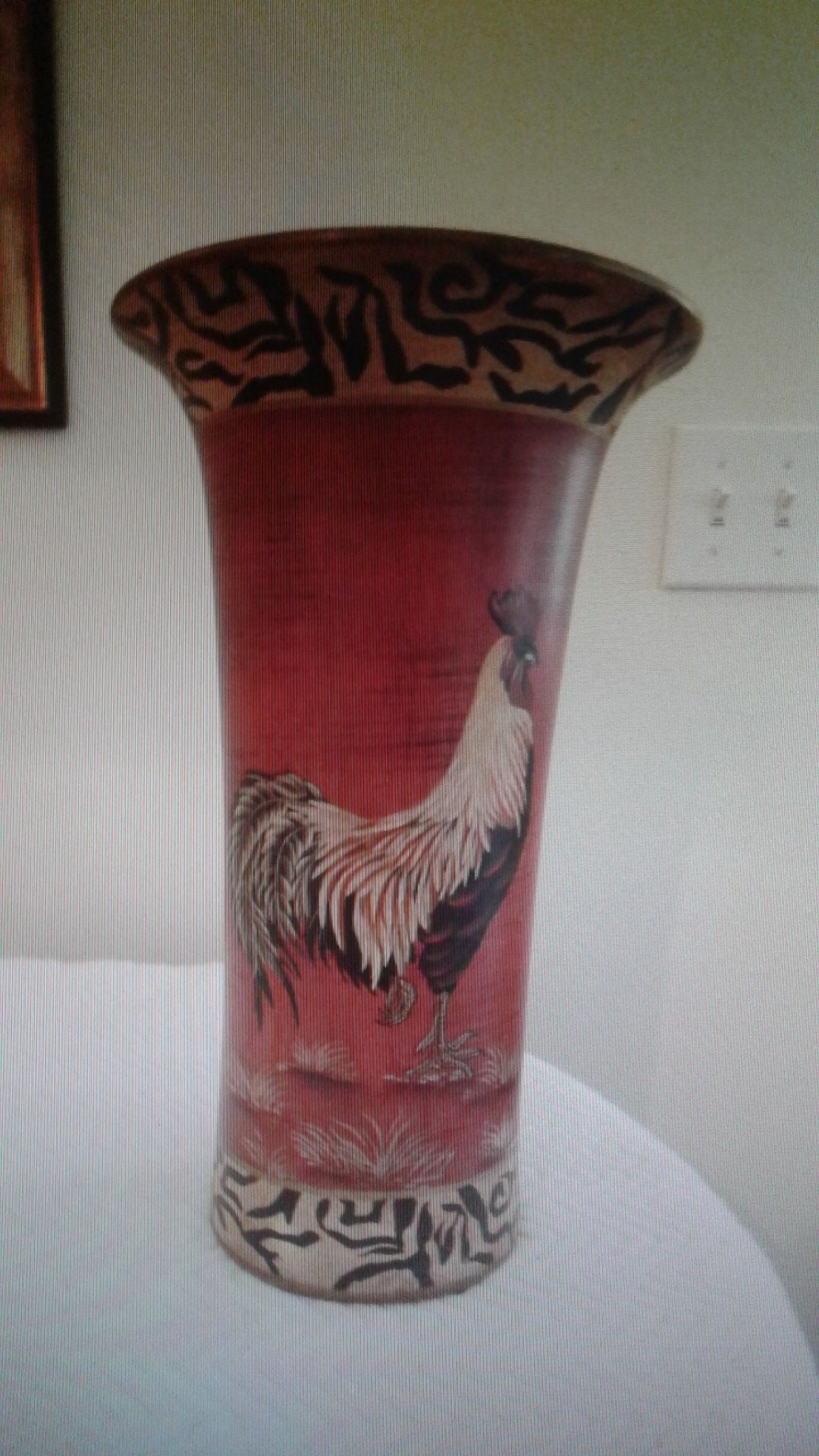 Red Rooster 14" Ceramic Vase