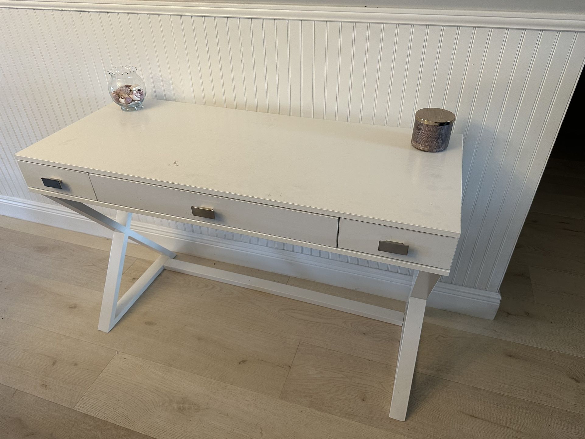 White Desk With 3 Drawers