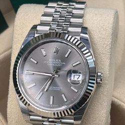 Men’s Silver Rolex Datejust Watch Jubilee Flutted Bezzel