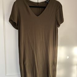Madewell Button Back Shift Dress In Olive XS