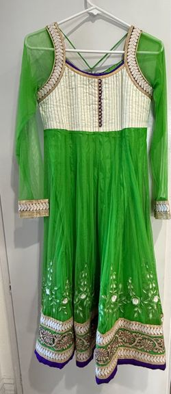 Petite Ladies/Girls  green, elegant, Indian, ethnic Anarkali style fancy gown/top/dress , or Halloween Costume