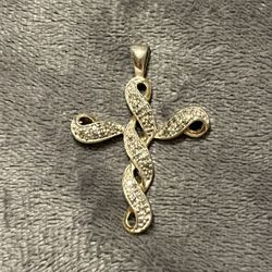 Beautiful Pave Diamond In Gold Pt Infinity Cross Pendant 