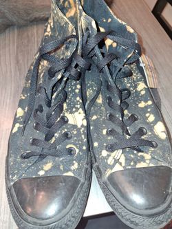 Men's Size 9.5 Women's size 10.5 Converse Chuck Taylor All Star High Black Bleached sneakers.
