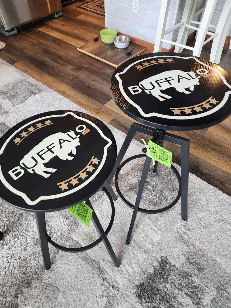 Adjustable Custom Buffalo Black Stool Set 2