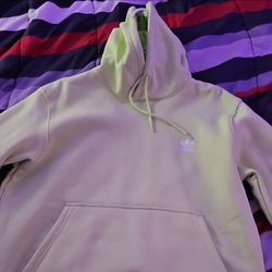 adidas Originals Beige Fleece Pullover Hoodie Men's L Hooded Logo Pockets