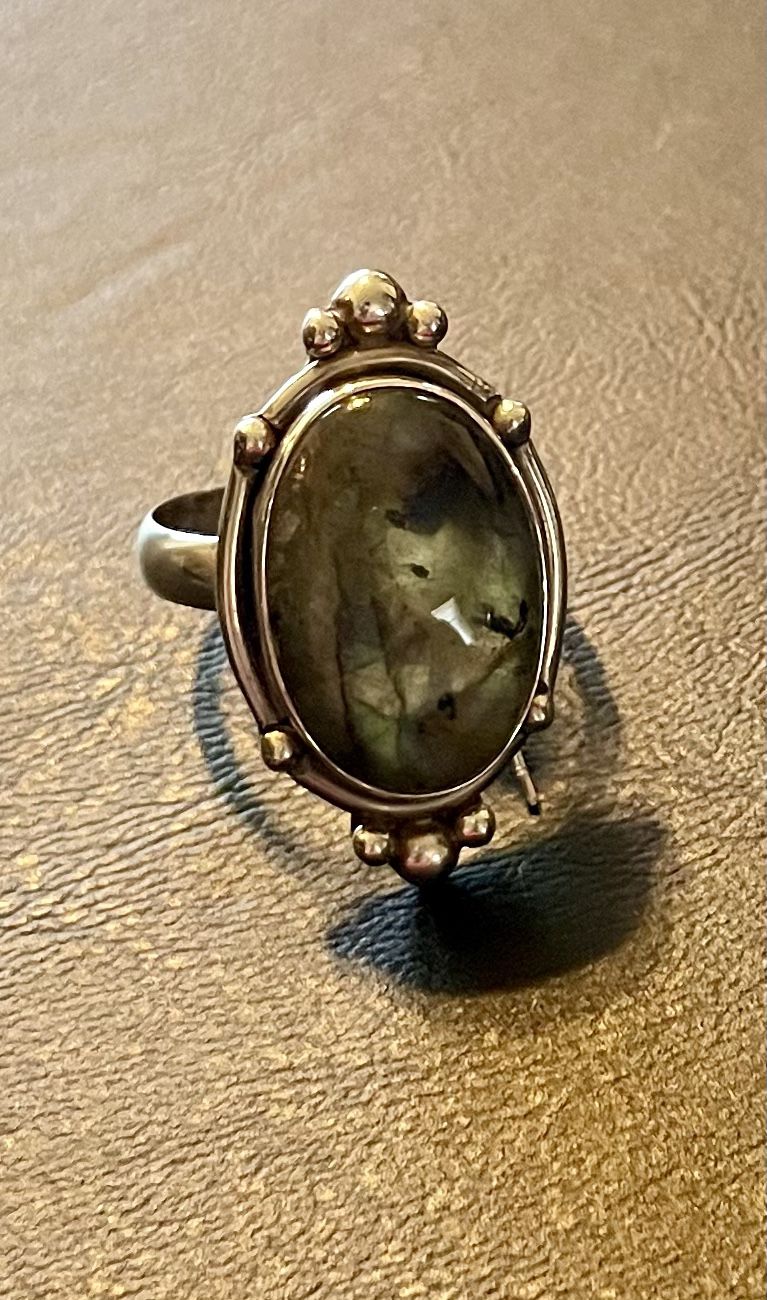 Large Labradorite And Sterling Silver Ring. Size 10