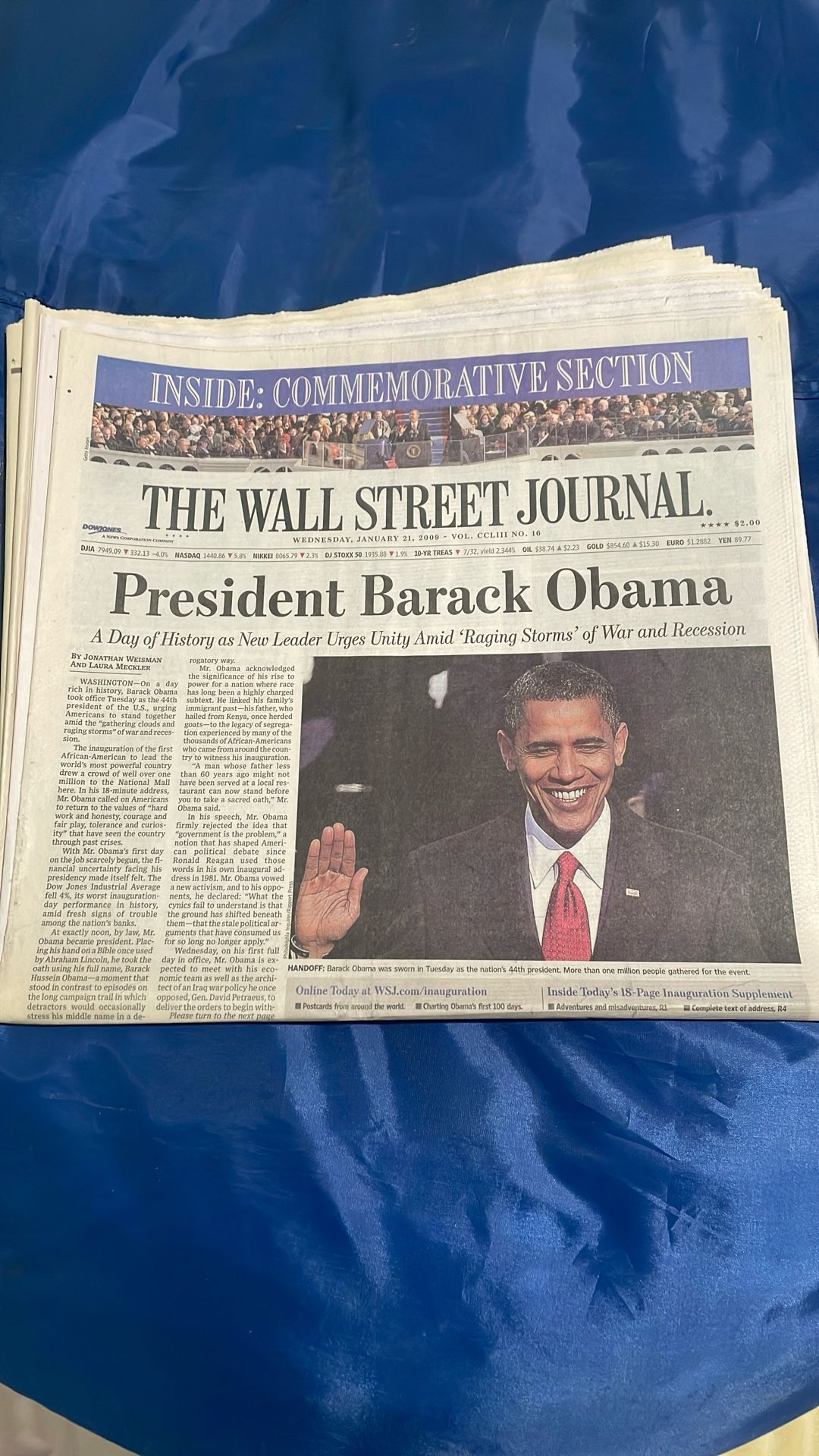Wall Street Journal Obama Sworn In