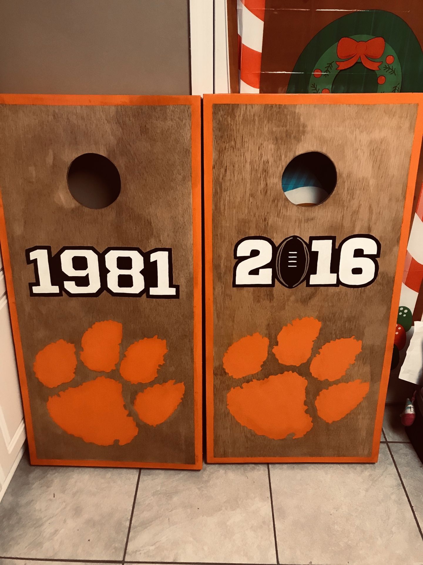 Clemson Tigers corn hole boards