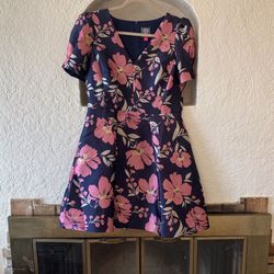 Navy Blue Floral Dress