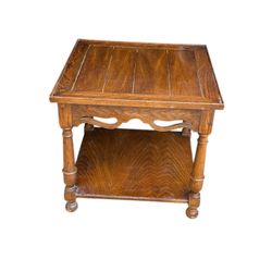 Medium-Brown Wooden Table – 26x26x24” with Storage Shelf