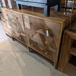Mango Wood Six Drawer Dresser In NATURAL