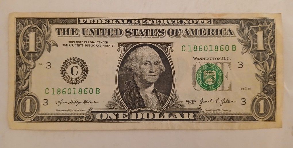 Facy Repeater Serial Number $1 Bank Note 2021  AU Condition 