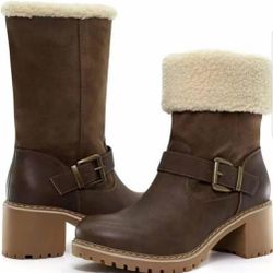 Winter Boots for Women Chunky Low-Heel Cotton Ankle Booties Thermal Comfortable Outdoor Non-Slip Snow Boot Shoes