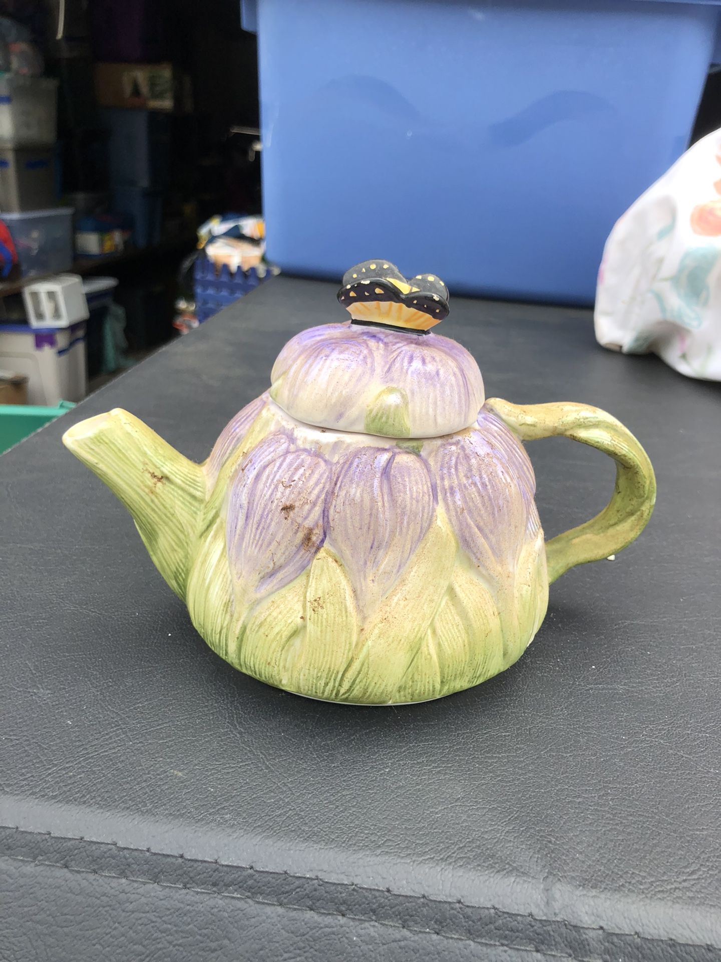 3 Piece Ceramic Stacking Teapot, Peggy Jo Ackley set, mug and teapot