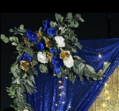 Blue Gold Flowers $15