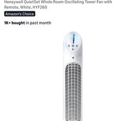 Honeywell QuietSet Whole Room Oscillating Tower Fan with Remote, White, HYF260 