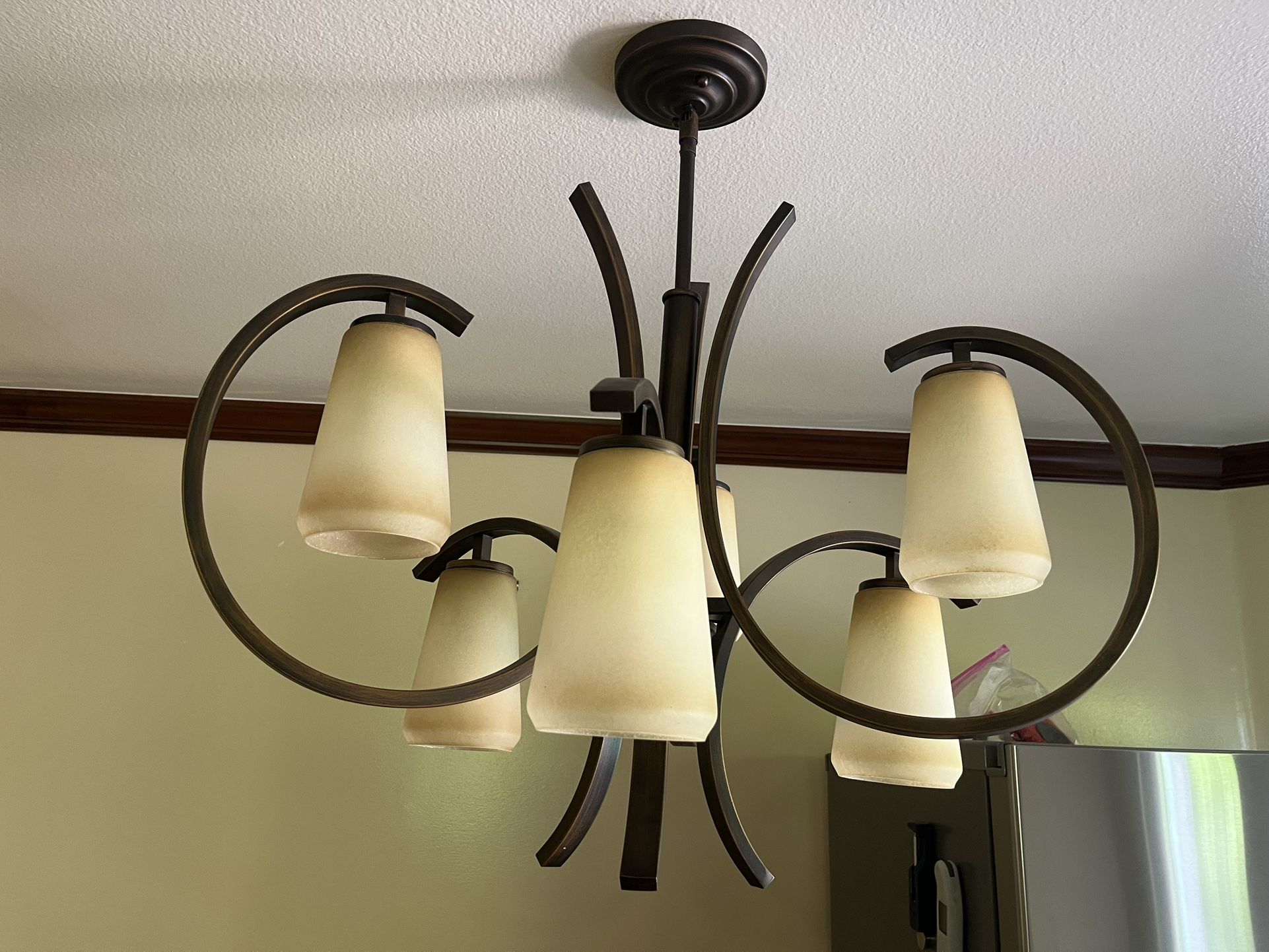 Bronze Chandelier With Glass Shades