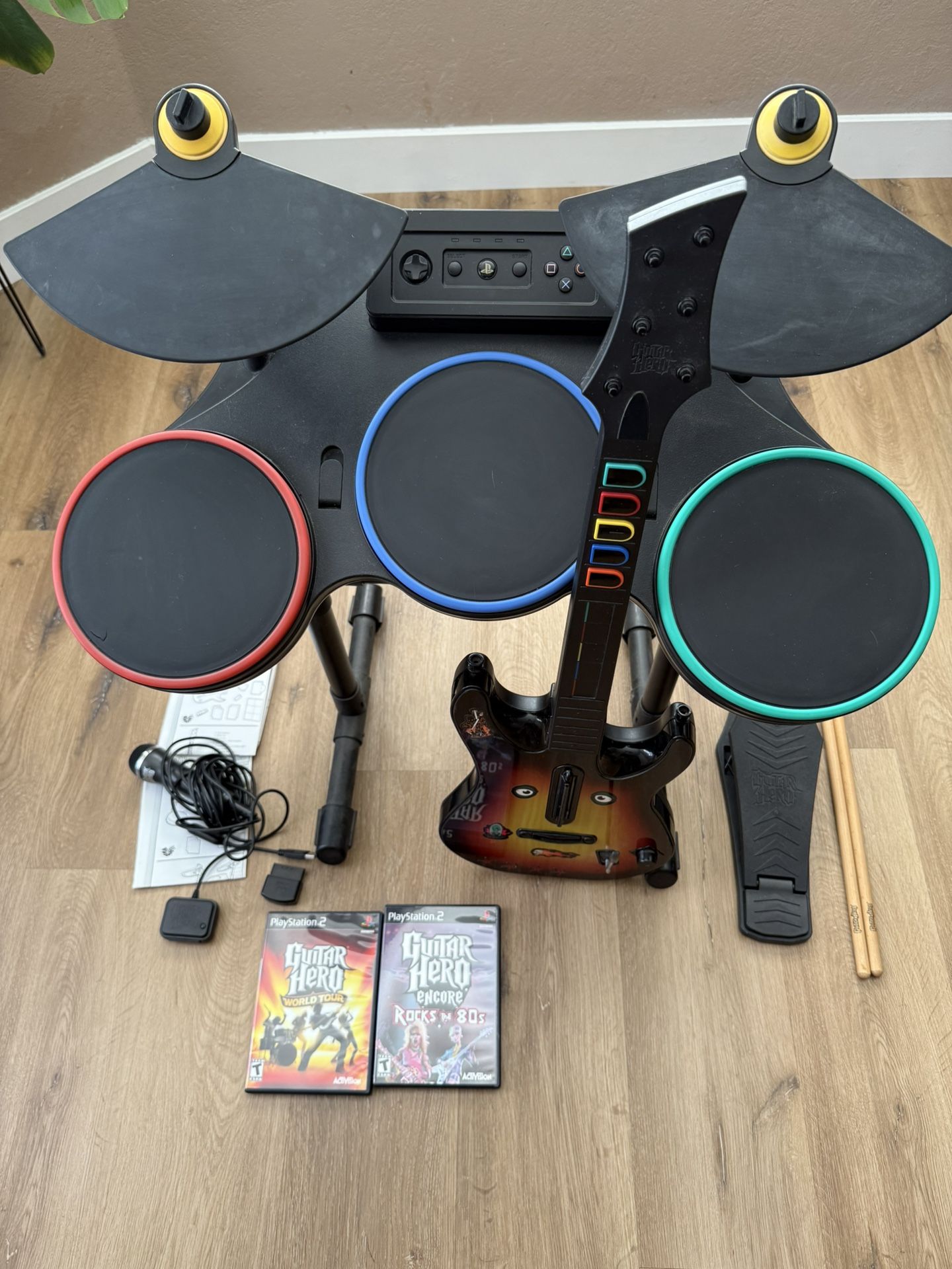 Guitar Hero Drum Set And Wireless Guitar