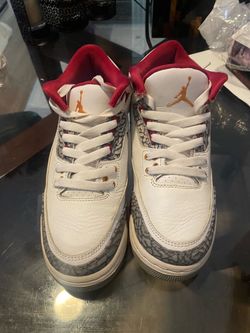 Air Jordan 3 White Cement Red Gold Sneakers