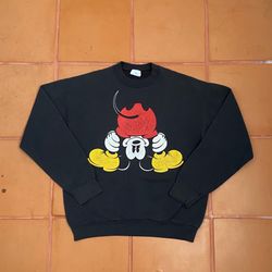 Mickey & Co Bending Over Mickey Mouse Black Sweatshirt Vintage 90’s Made In USA