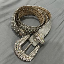Silver DNA rhinestone belt